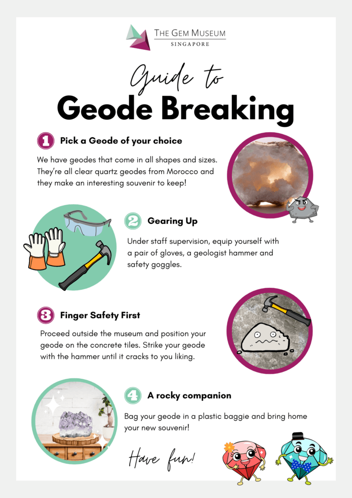 Instructions for breaking geodes safely