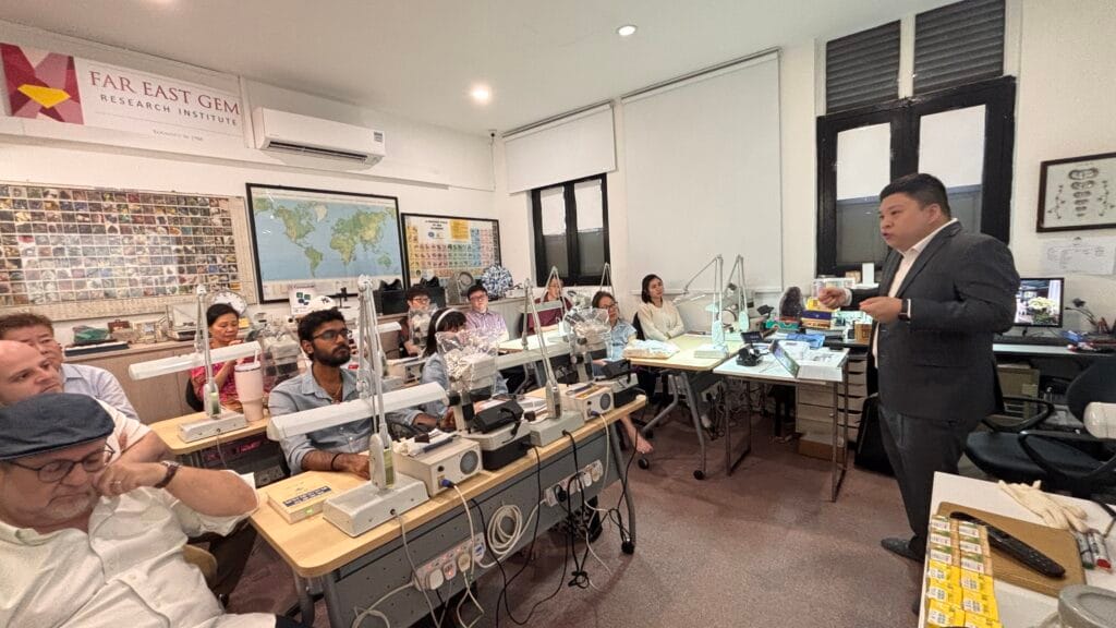 Picture of event participants of the Gemological Institute of America event where the GIA ID100 and the GIA MatchID machines were showcased. This event was organised by the Diamond Exchange of Singapore.